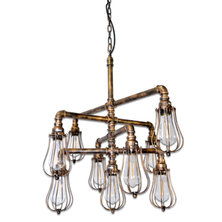 Barrel loftlampe udført af vandrør i antik brun fra Design by Grönlund